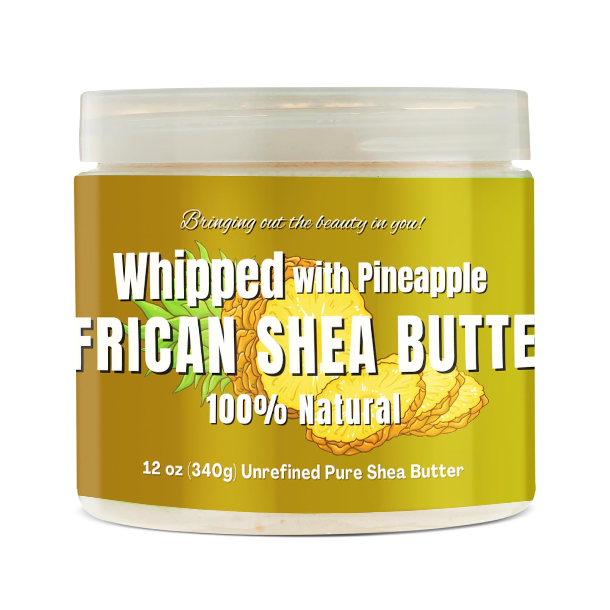 RA COSMETICS Whipped Shea Butter Pineapple jar 12oz hydrates skin and nourishes hair