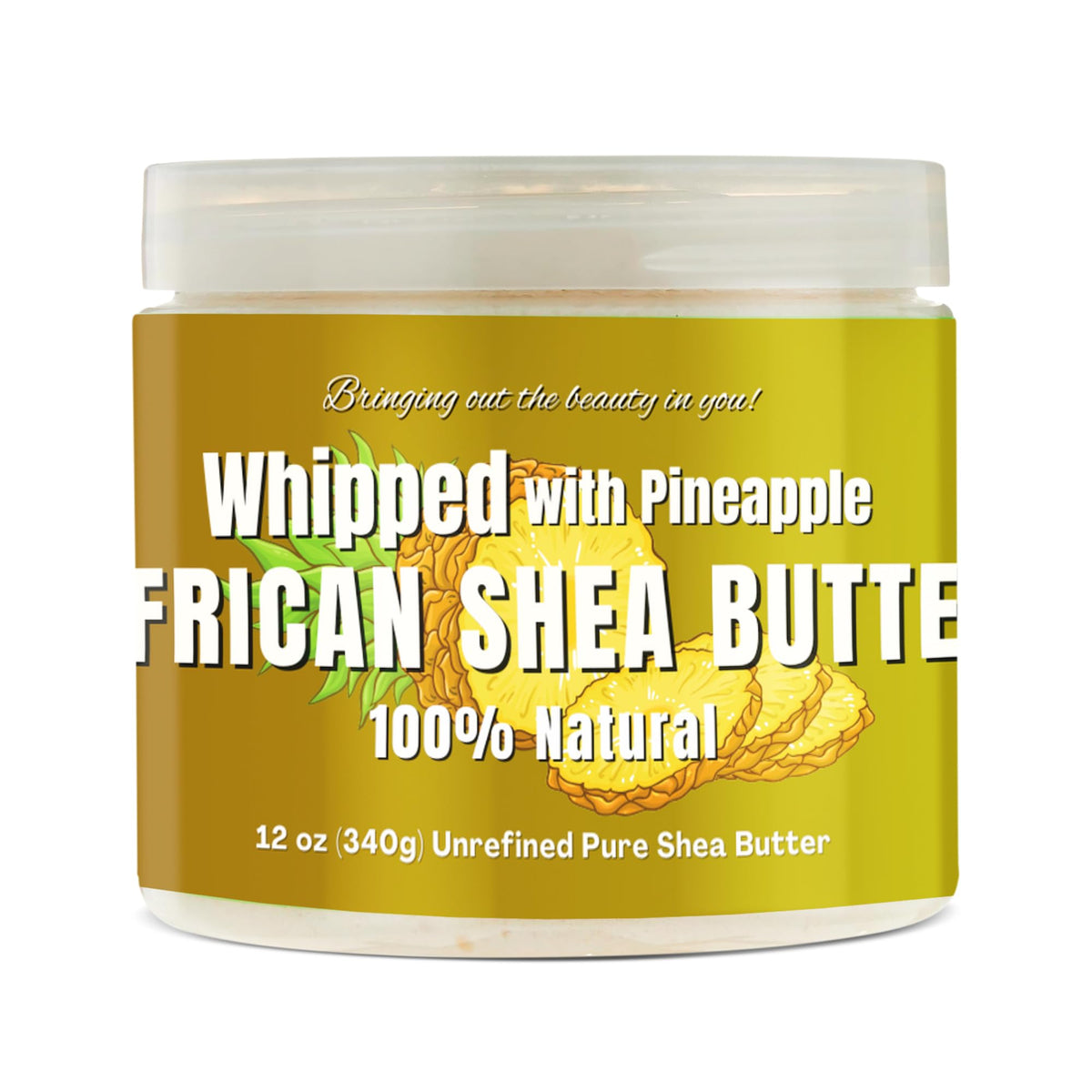 RA COSMETICS Whipped Shea Butter Pineapple jar 12oz hydrates skin and nourishes hair