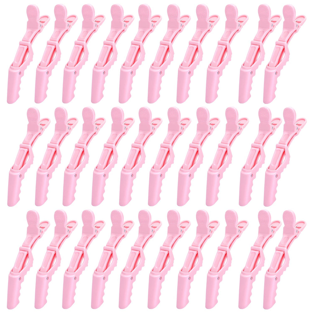 Pinces alligator Rabetly rose à dents larges, pour une tenue fiable lors du coiffage.