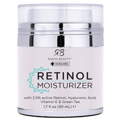 Radha Beauty Crème Rétinol Hydratante en flacon, hydratation légère et agréable.