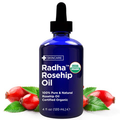 Radha Beauty huile rose musquée 4 oz en flacon, hydratation du visage