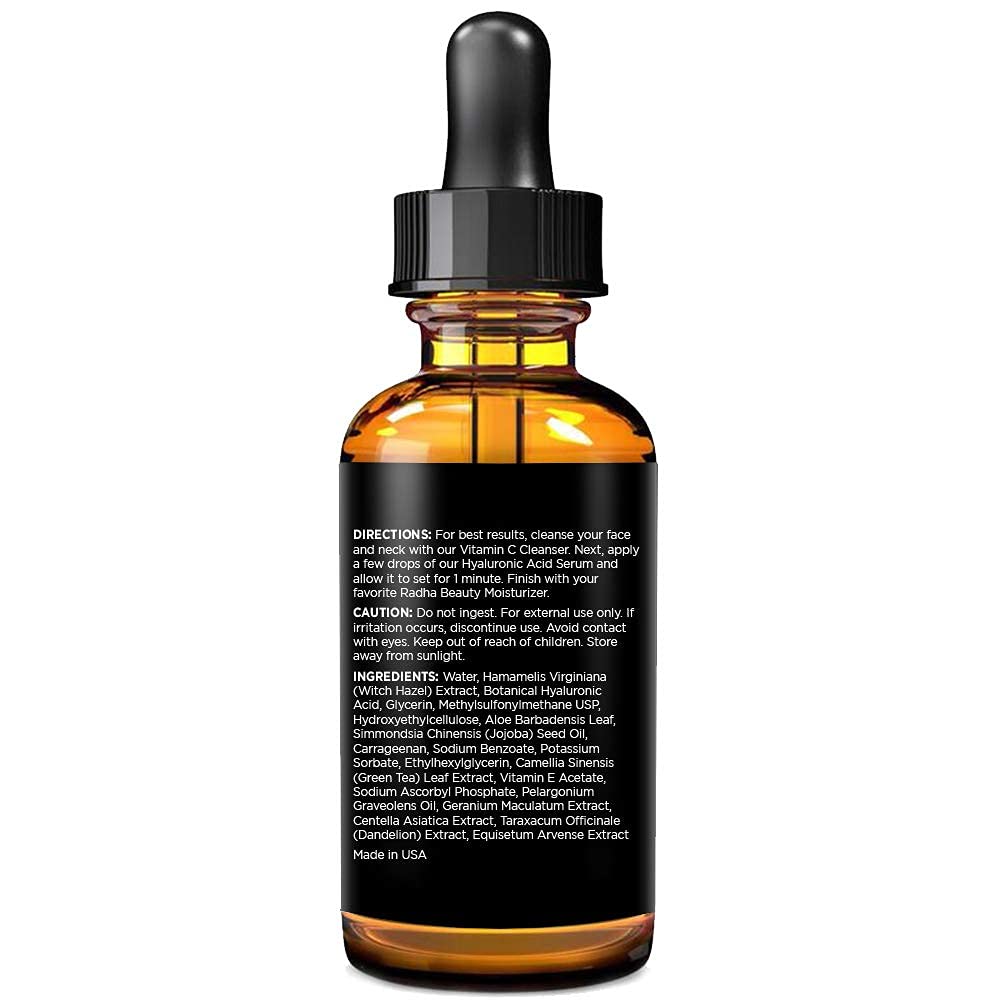 Sérum Hyaluronique Radha Beauty, vitamines E et C: soutien à l’éclat.
