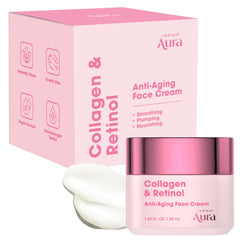 Radiant Aura crème visage pot 50 ml, hydratation durable et texture soyeuse.