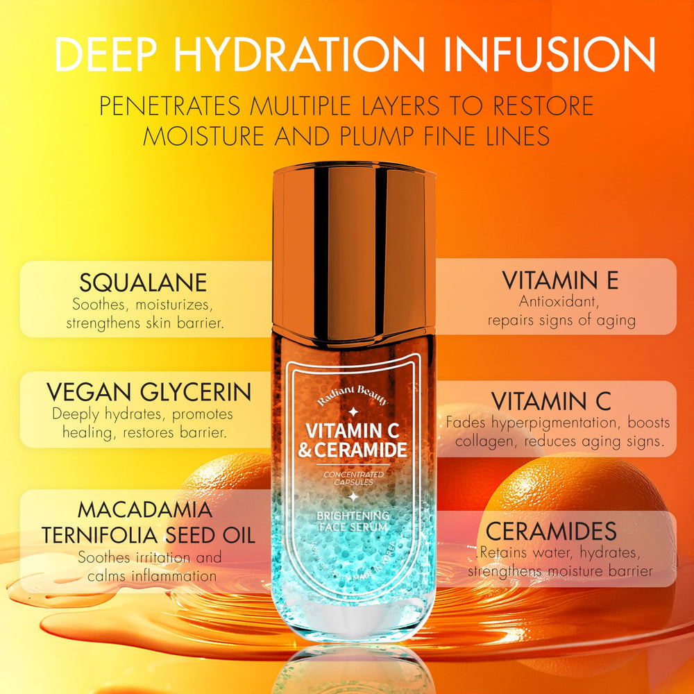 Radiant Beauty Sérum nourrissant avec glycérine végétale pour peau douce.