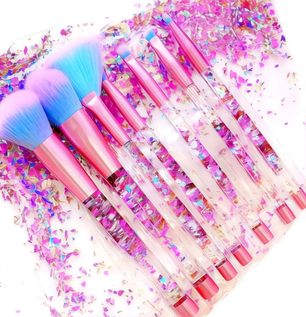 RAEEIKPHZ pinceaux licorne bleu cristal, poils doux pour un maquillage fluide.