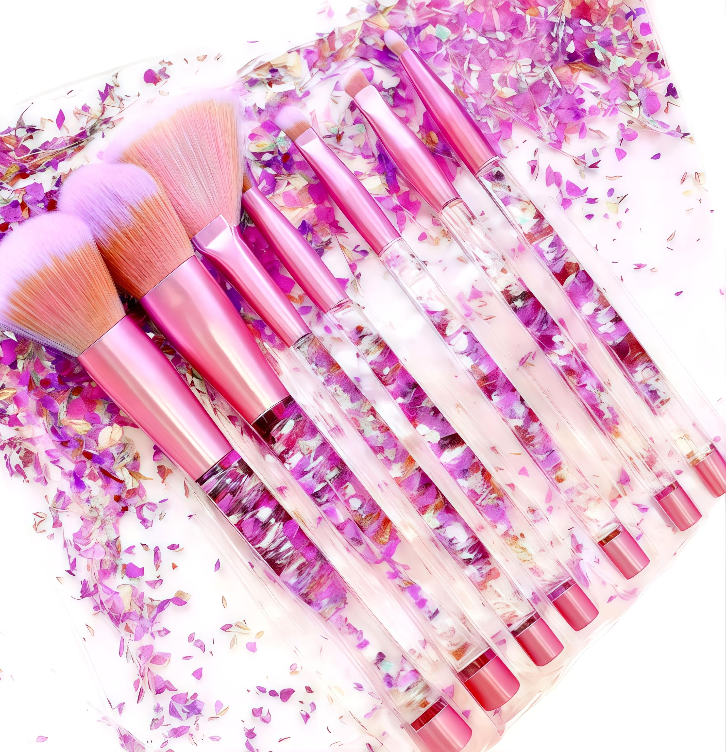 RAEEIKPHZ ensemble pinceaux maquillage étincelant rose, rendu naturel et homogène.