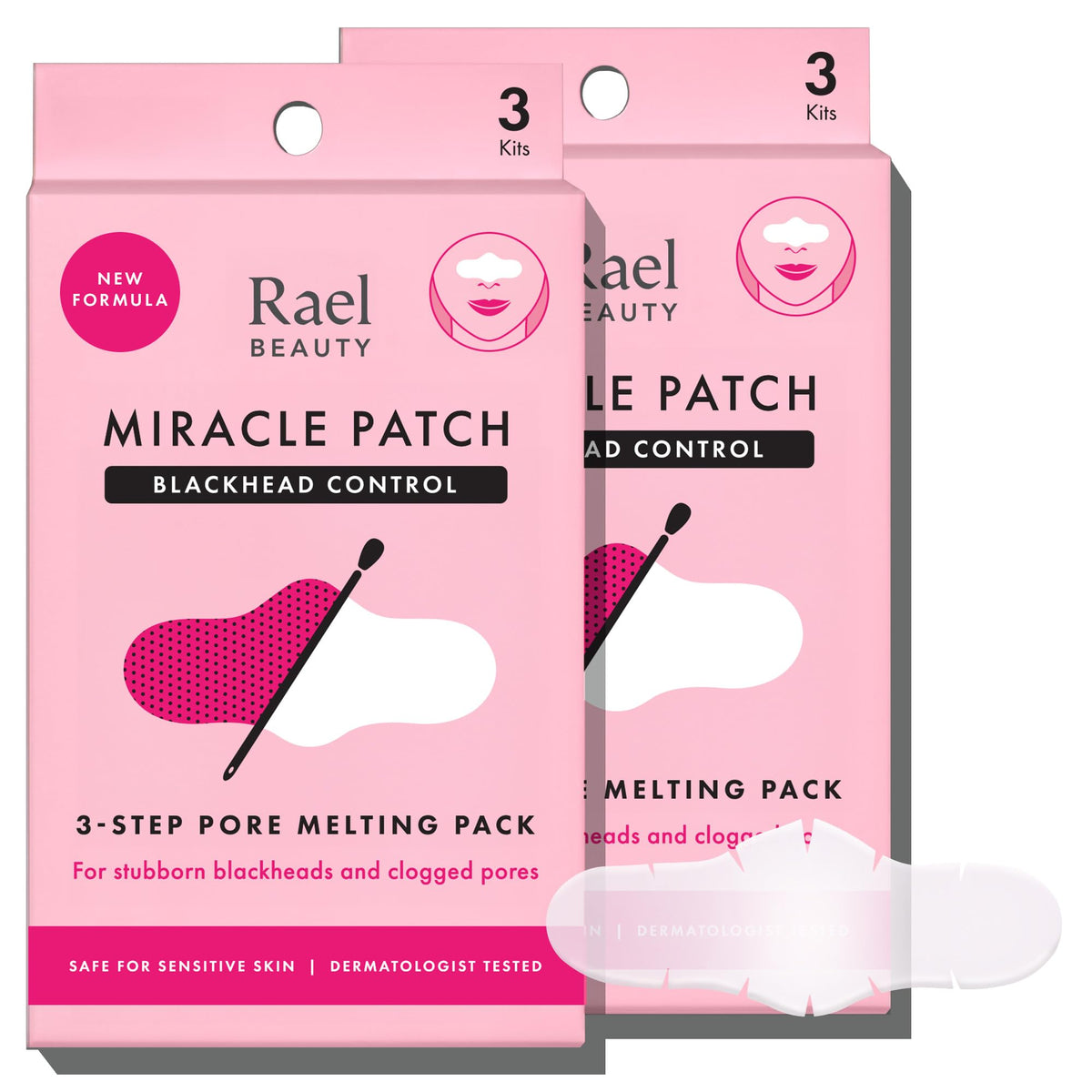 Rael boîte-kit soin nez, mise en avant du nettoyage des pores.