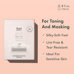 Rael disques-coton-visage sans peluches pour un démaquillage net.