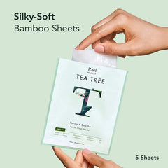 Rael masque en feuille bambou – application rapide pour une peau rafraîchie.