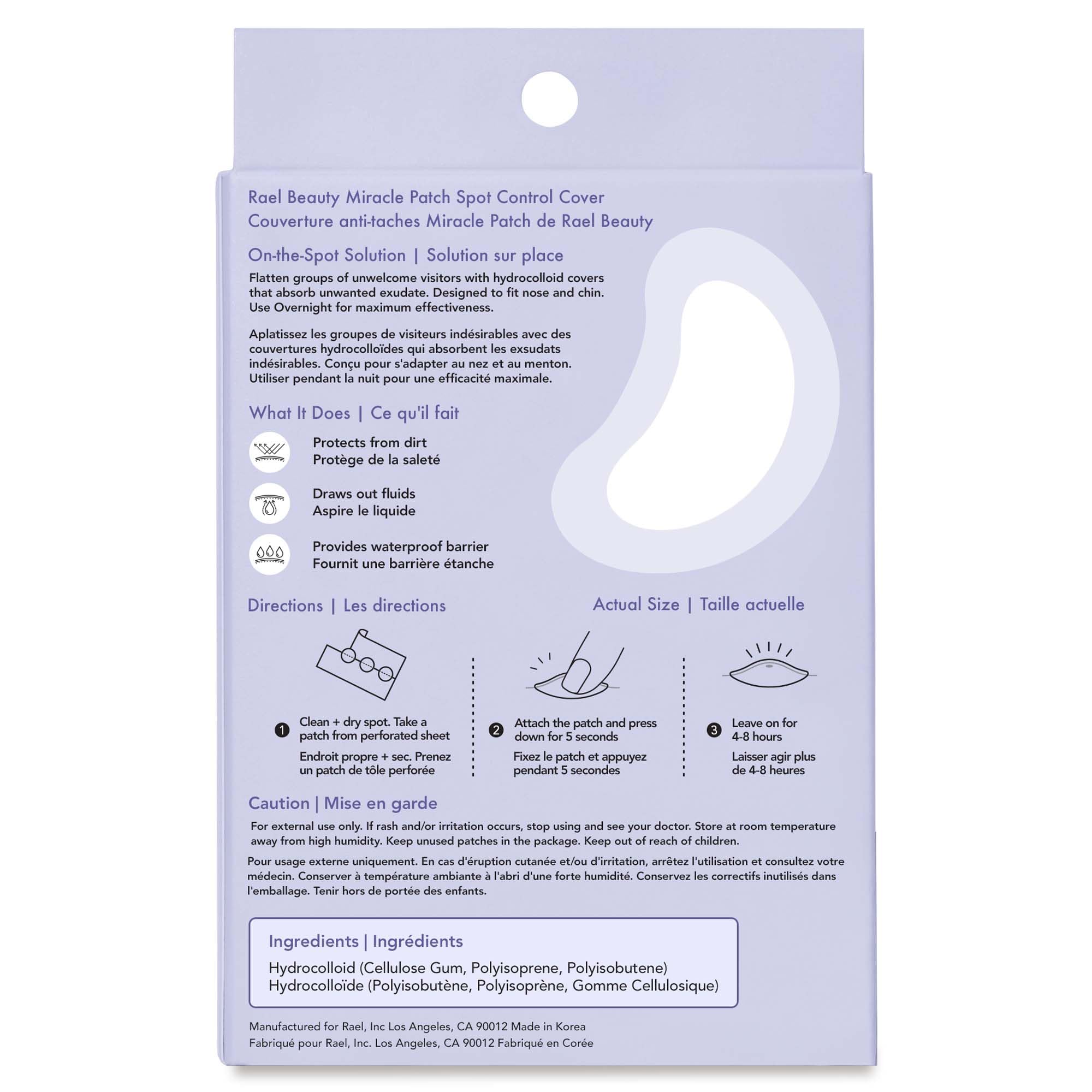 Pansement Rael hydrocolloïde zone sensible, adapté aux zones délicates du visage.