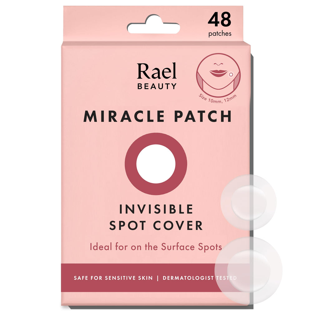 Rael pimple patches close-up showing invisible coverage and gentle protection.