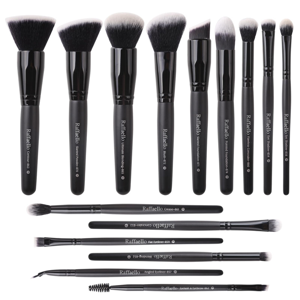 Raffaello ensemble pinceaux maquillage 15 pièces pour un fini homogène du teint