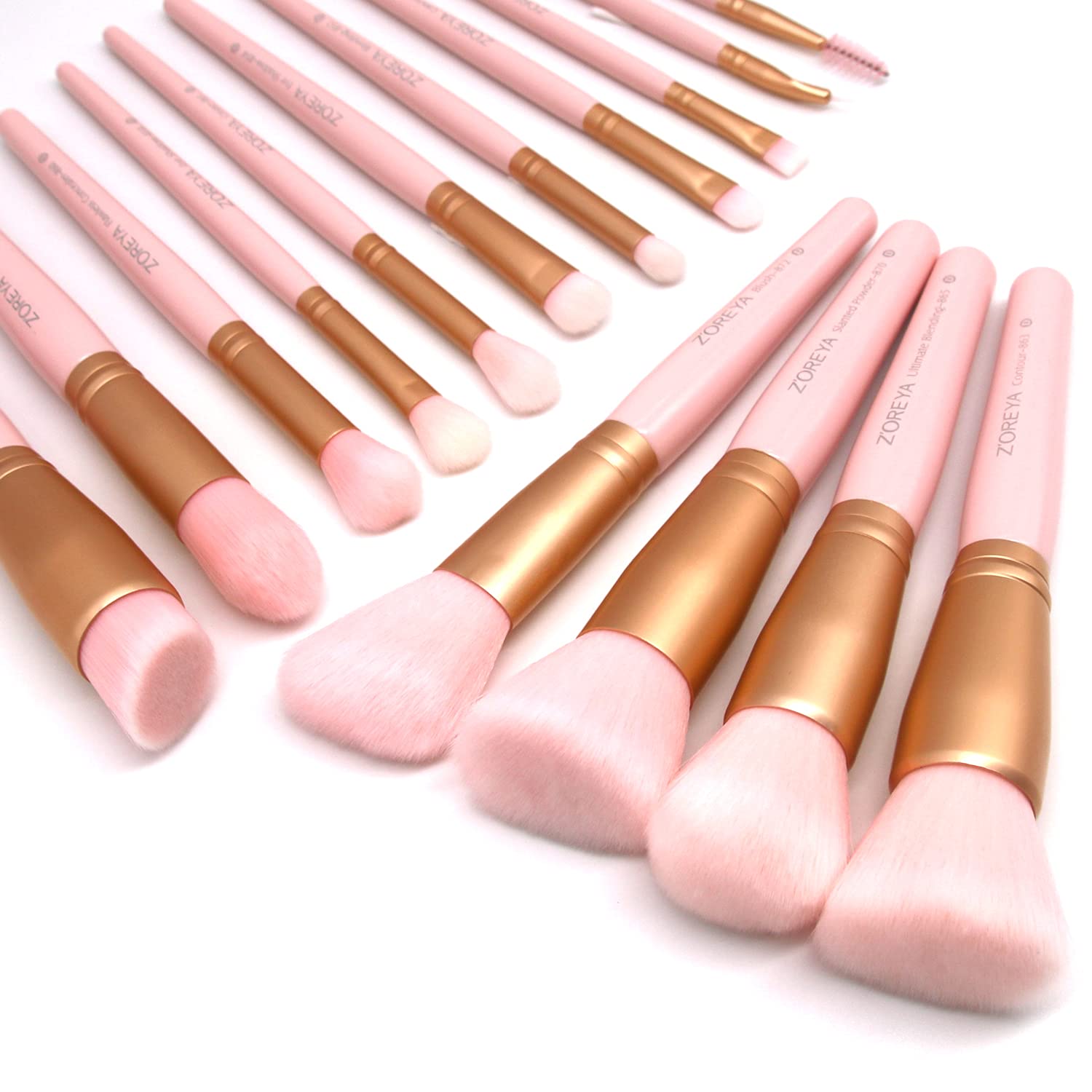 Raffaello ZOREYA ensemble pinceaux Rose, application homogène et professionnelle.