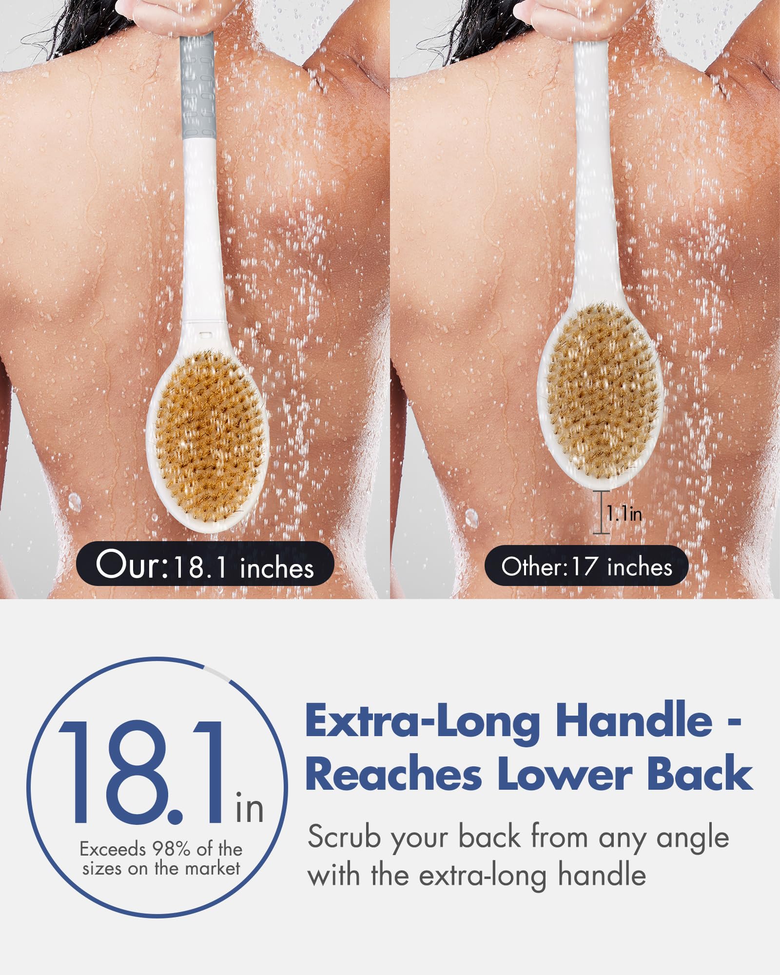 Rafow brosse dos avec poignee longue pour atteindre le dos.