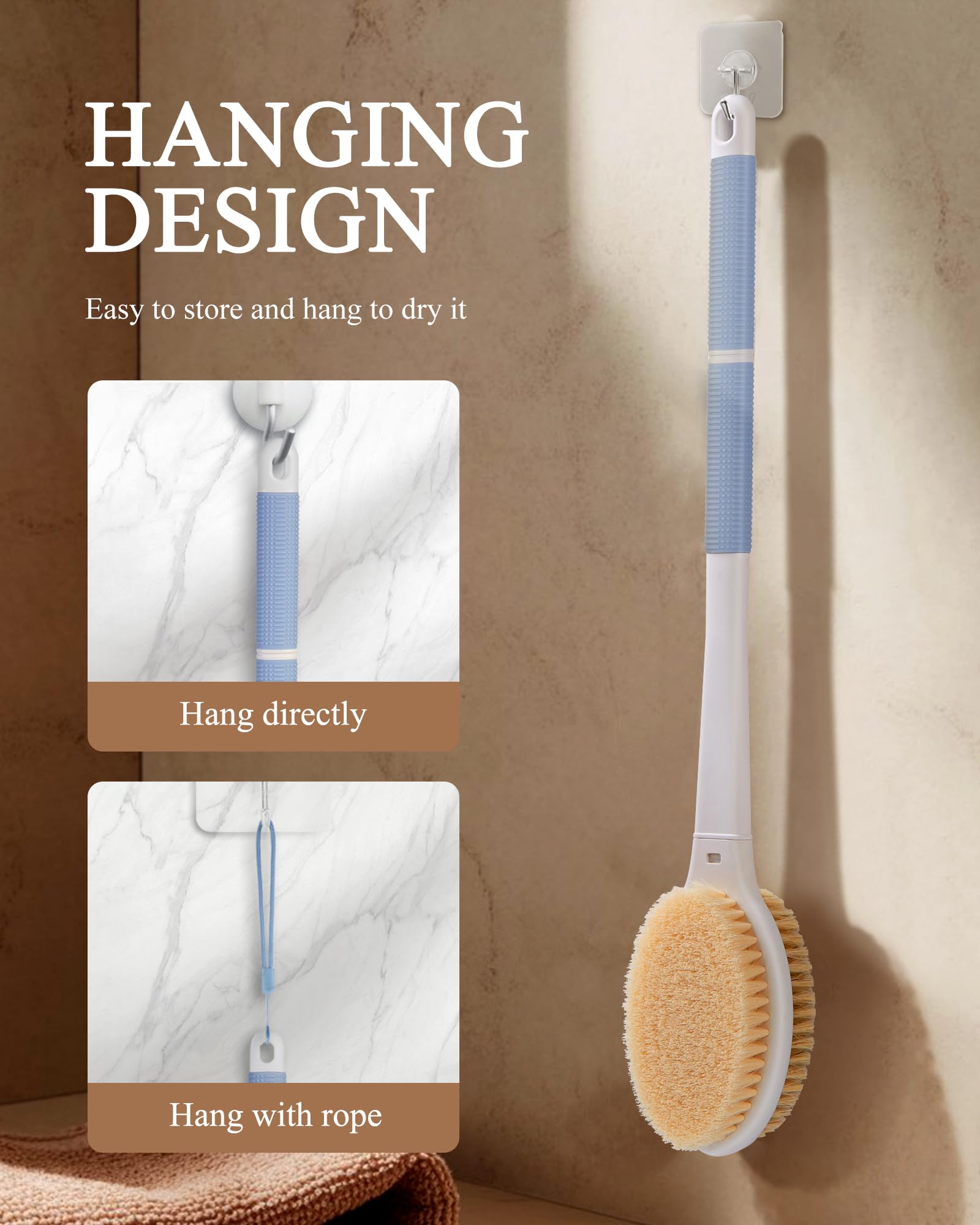 Rafow brosse-douche anse-corde-sechage facilite le séchage et le rangement.