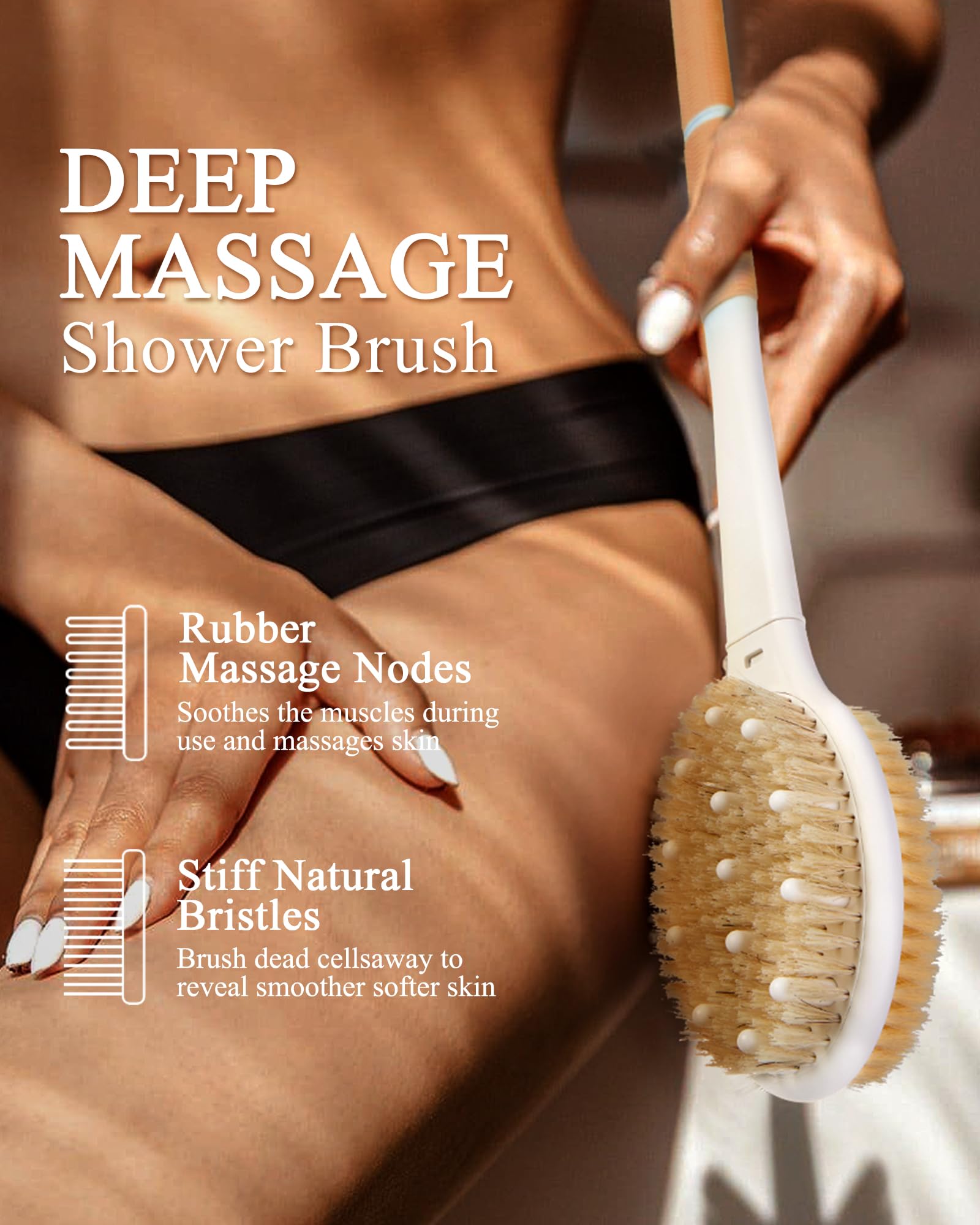 Rafow brosse-douche anti-glisse: prise sûre même sous la douche.