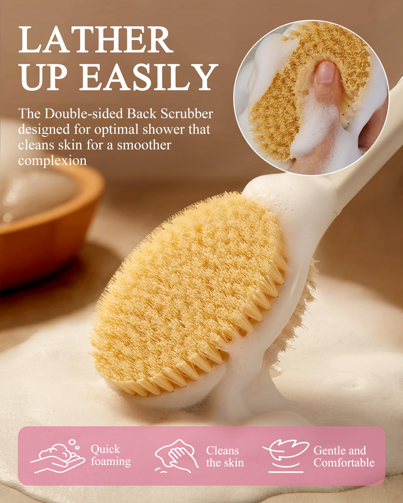 Rafow brosse douche brins nylon denses moussent mieux