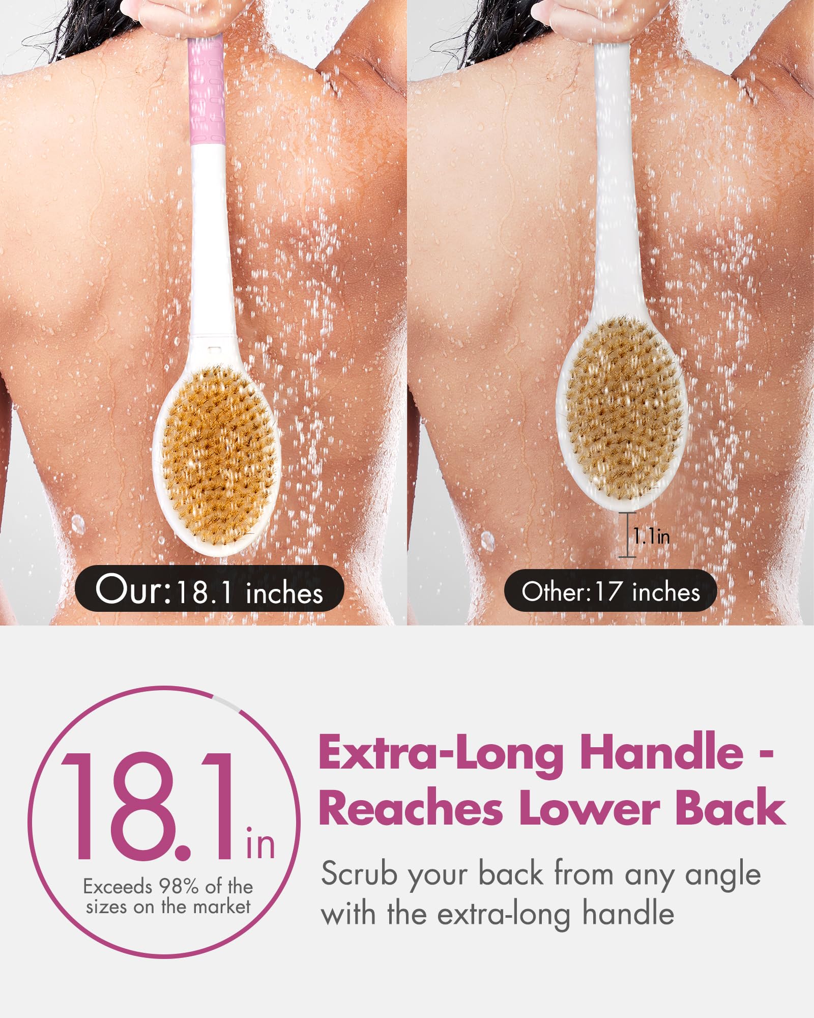 Rafow brosse-douche-dos-poils-fermes nettoie en profondeur le dos.