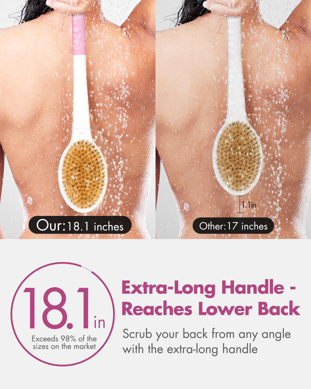 Rafow brosse-douche-dos-poils-fermes nettoie en profondeur le dos.