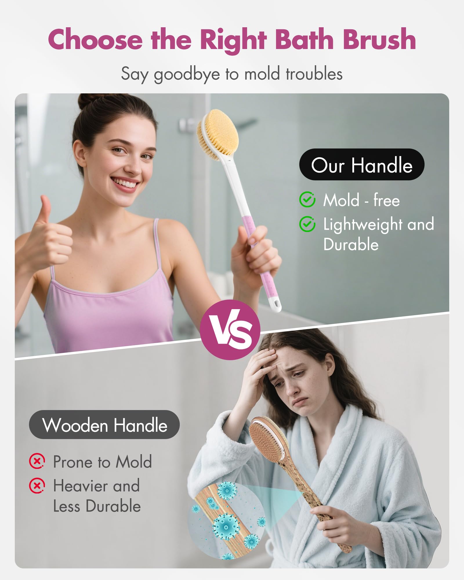 Rafow brosse-douche-poignée-antidérapante assure une prise sûre sous la douche.