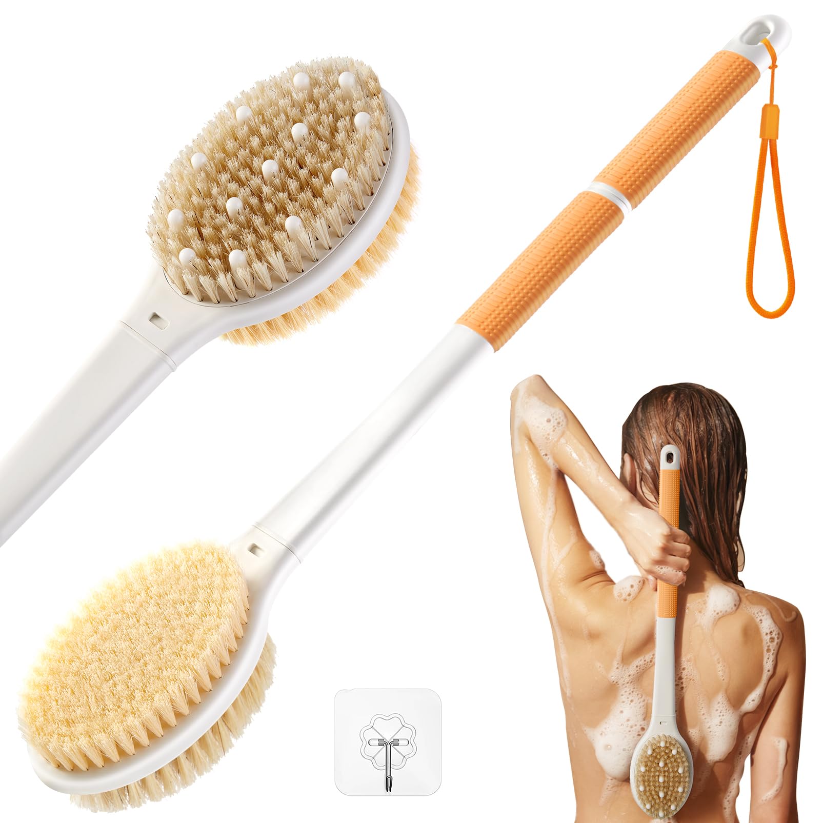 Rafow brosse-douche poils-sanglier naturels: exfolie en douceur et prépare la peau.