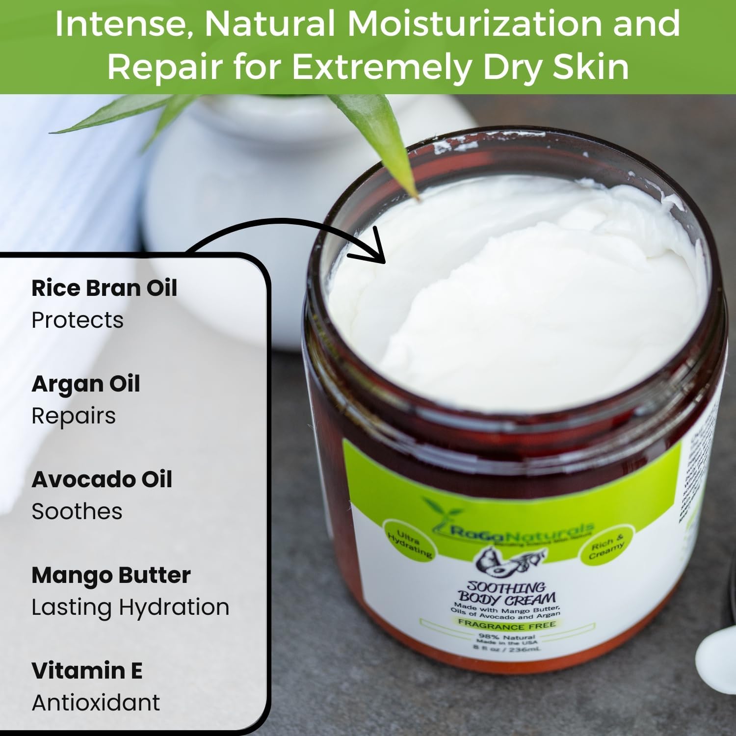 RaGaNaturals Huile d'argan et mangue, nutrition quotidienne de la peau.