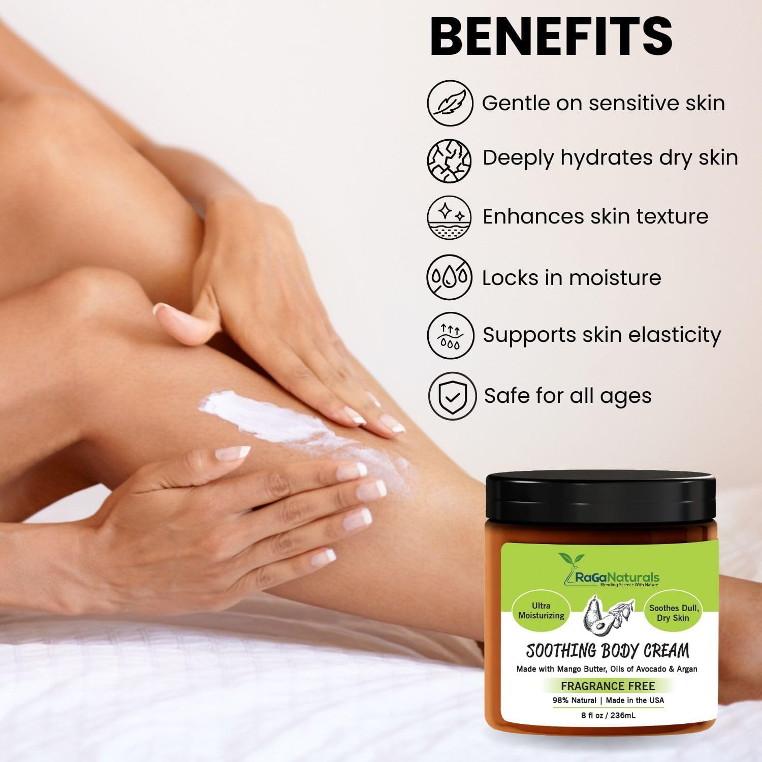 RaGaNaturals Ingrédients naturels, formulation pure sans parfums.