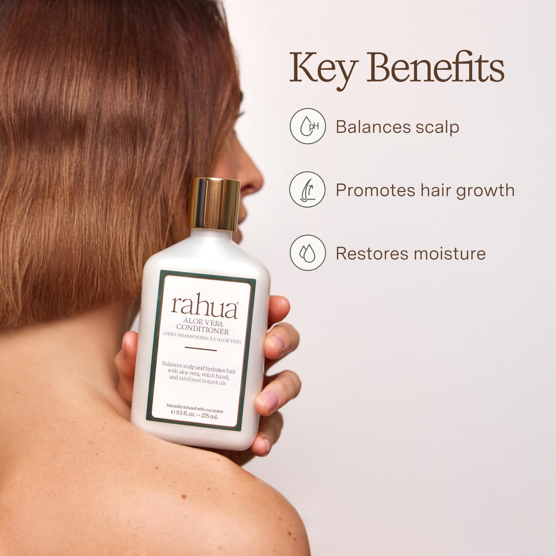 Texture crème du conditionneur Rahua Aloe Vera pour cheveux doux et lisses.