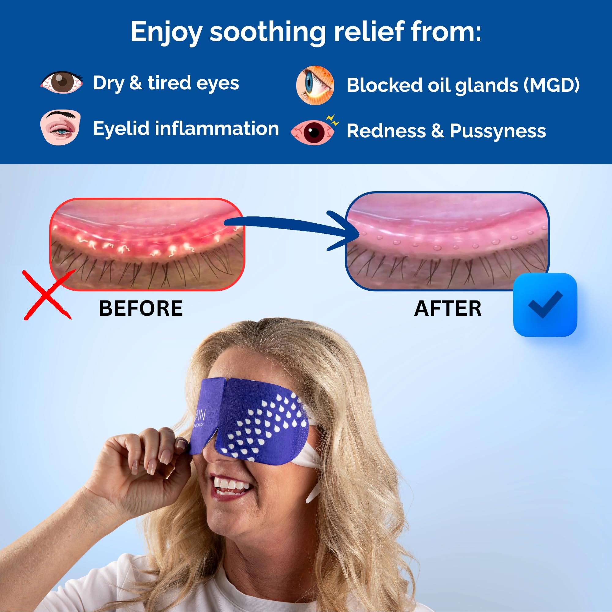 Rain masque yeux chauffant: emballage individuel pratique pour voyage et bureau.