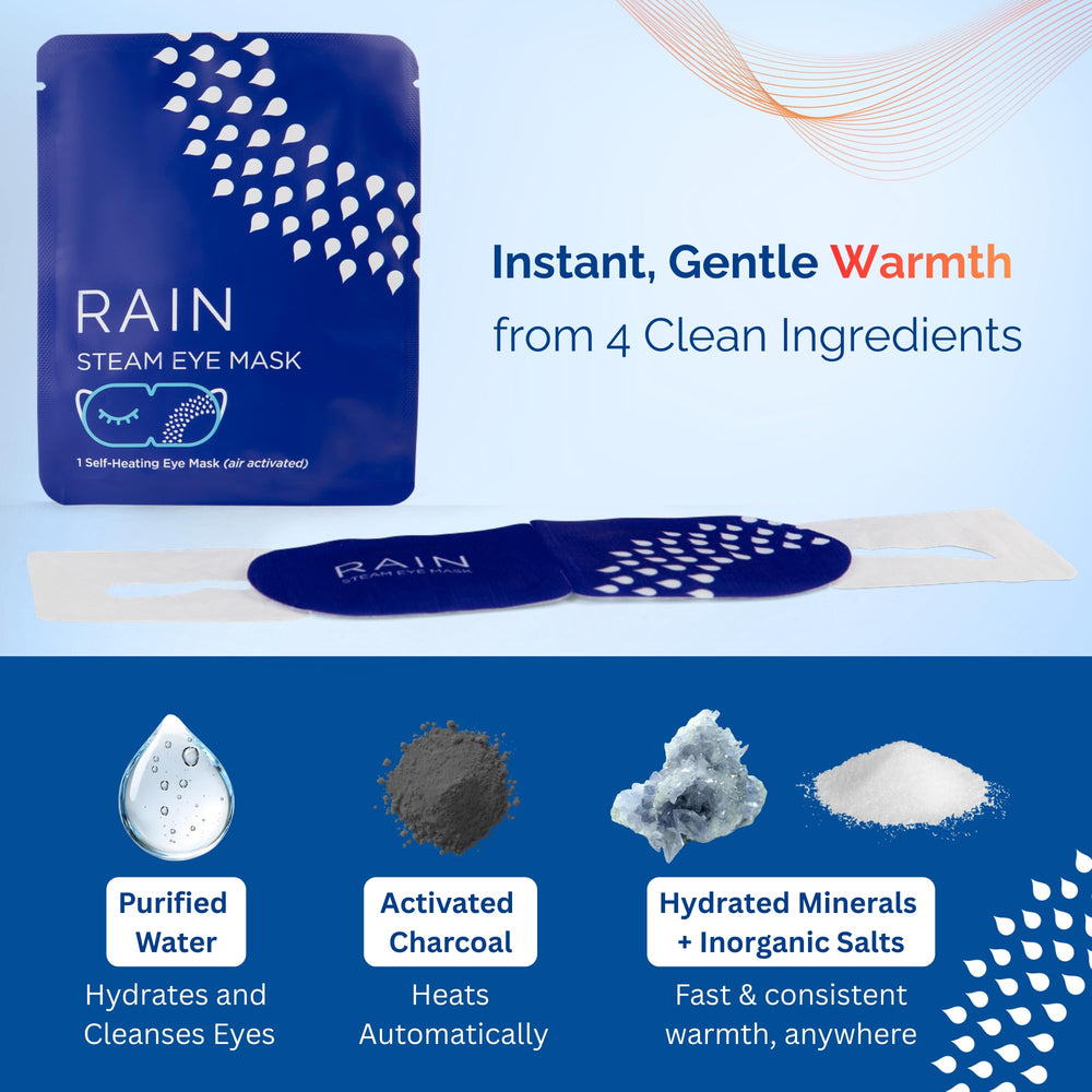 Rain masque yeux chauffant: masque léger et respirant pour une expérience relaxante après une journée.