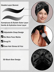 Bonnet Ramede soie noir design luxueux avec nœud élégant