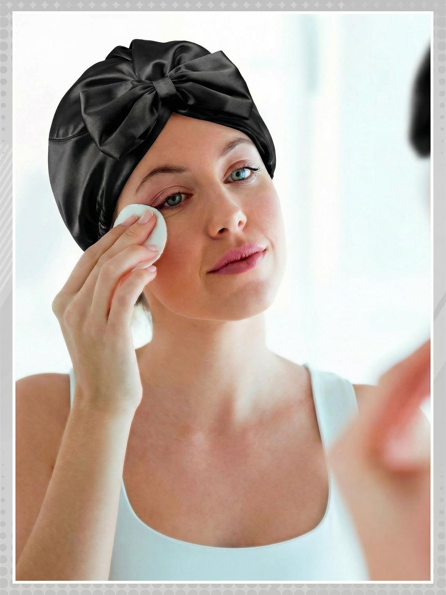 Bonnet Ramede soie noir respirant qui préserve les cheveux