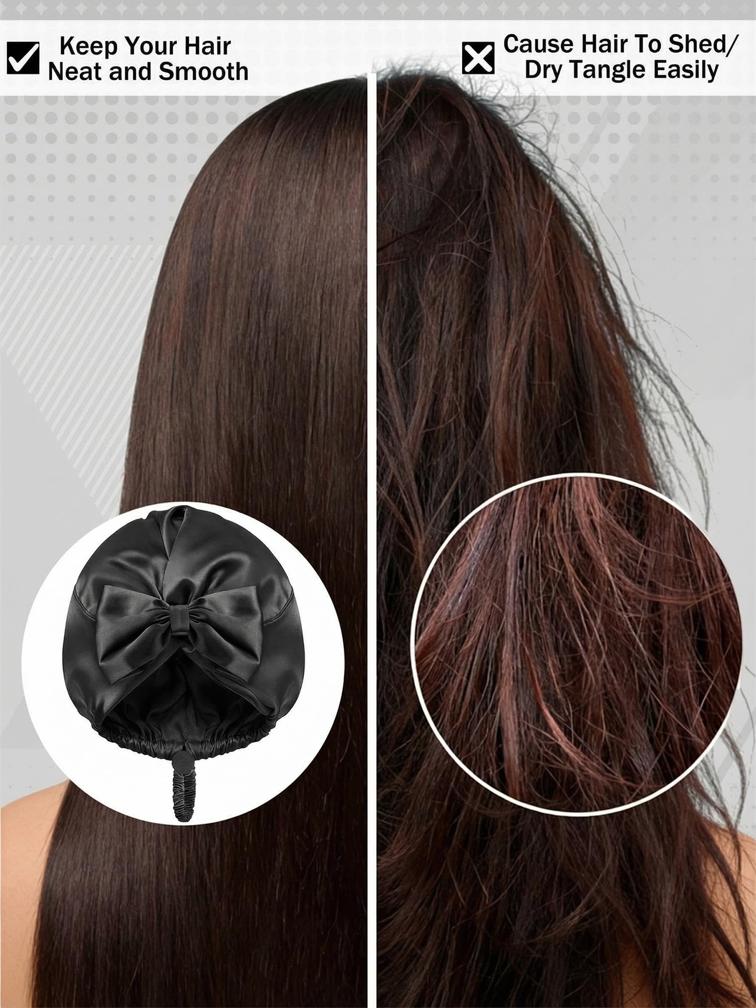 Bonnet Ramede soie noir usage quotidien pour dormir ou activités