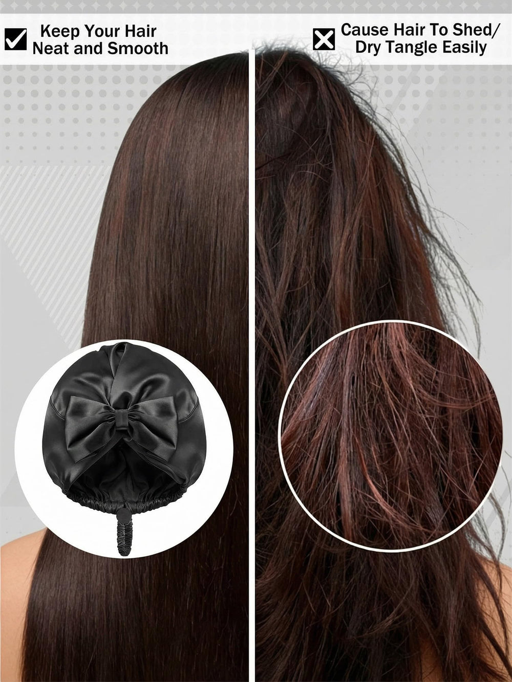 Bonnet Ramede soie noir usage quotidien pour dormir ou activités