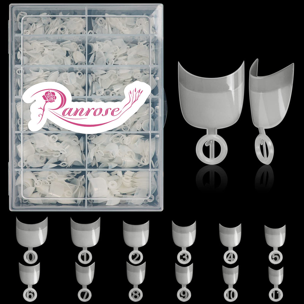 Ranrose 600pcs ongles courts ovales dans une boîte transparente pour un rangement rapide