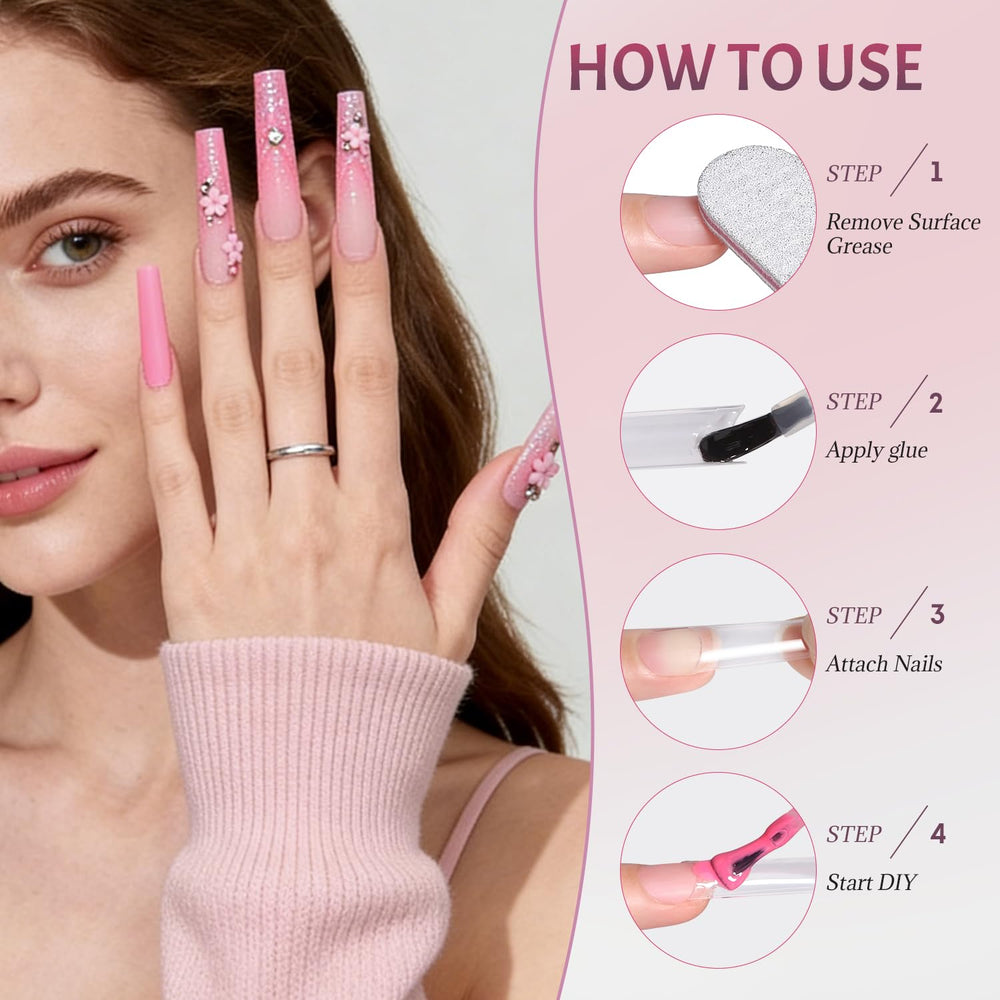 Ranrose look long pour soirée avec ongles stiletto élégants.