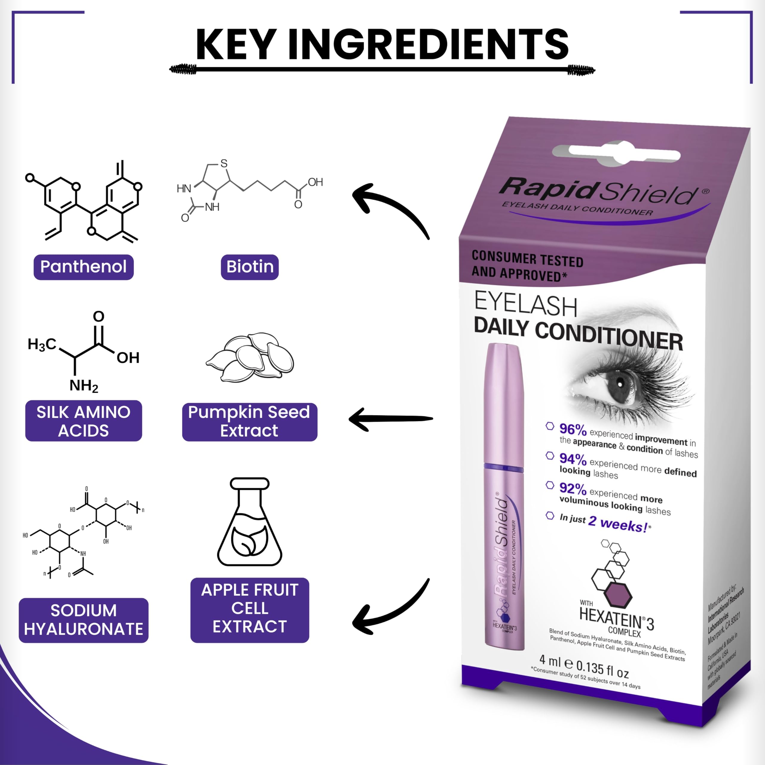 RapidShield hexatein3 complexe cils, nourri et défini les cils