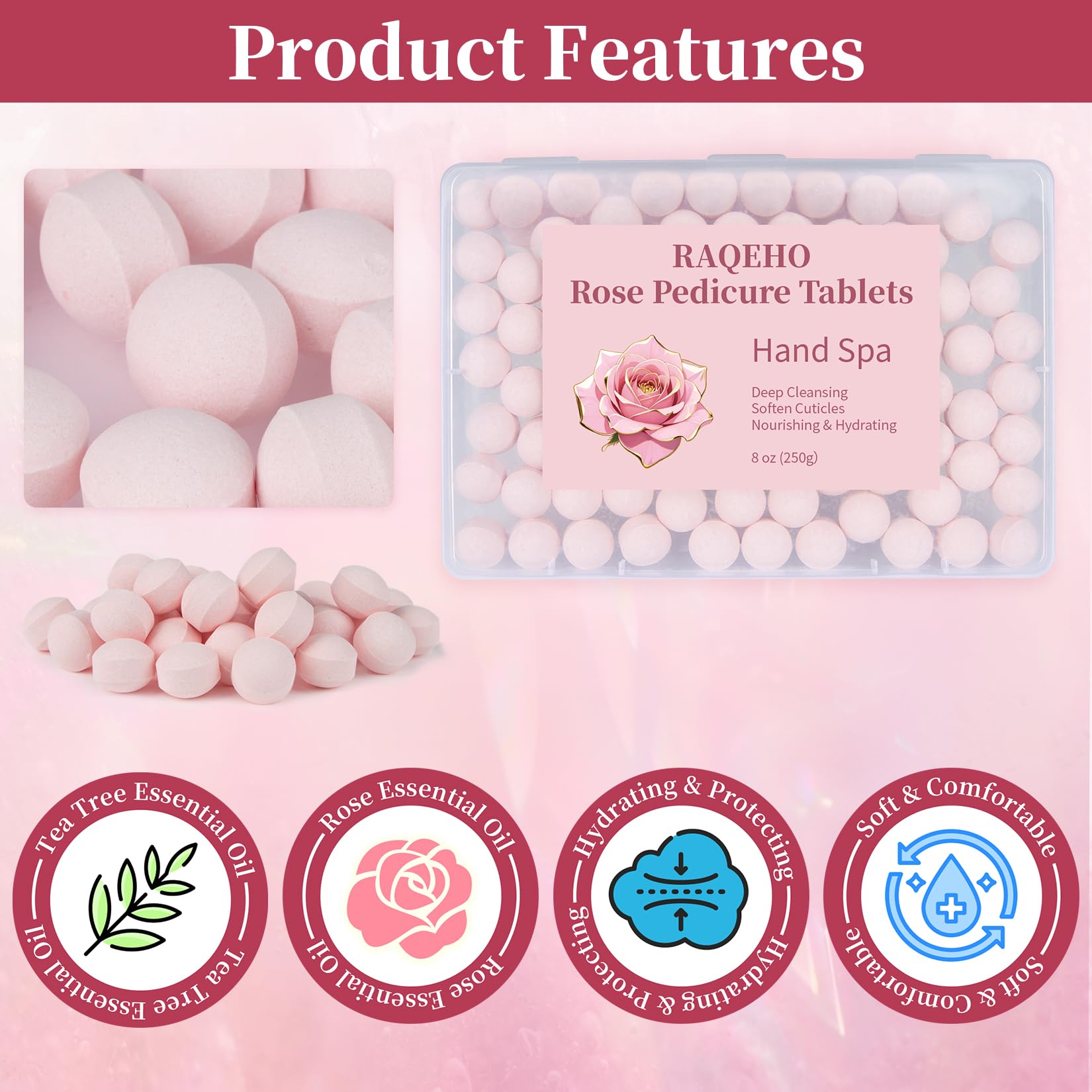 RAQEHO spa mains et pieds rose, pratique à domicile