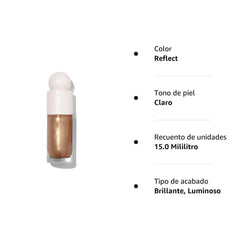 Rare Beauty Positive Light, utilisation sur le visage, révèle un fini lumineux sans pesanteur.