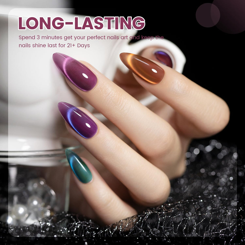 RARJSM Aurora vernis gel oeil-de-chat bleu, nuance rafraîchissante et brillance scintillante