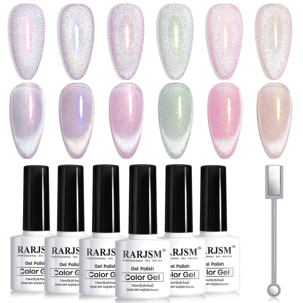 RARJSM Aurora: effet oeil-de-chat sur vernis gel pour un look profond.