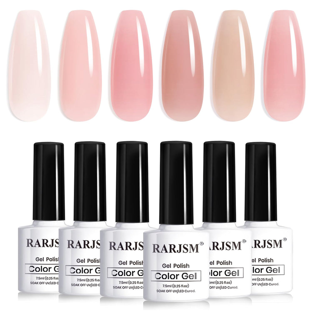 RARJSM ensemble de bouteilles vernis gel nude crème pour une manucure naturelle