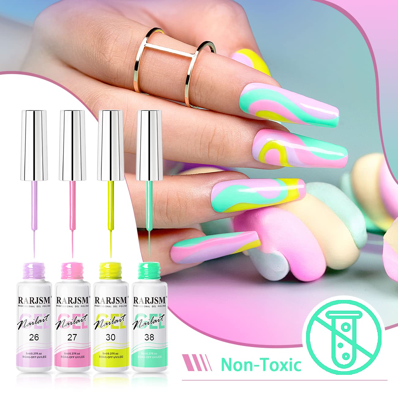 RARJSM Gel Art – détail pinceau fin pour motifs délicats
