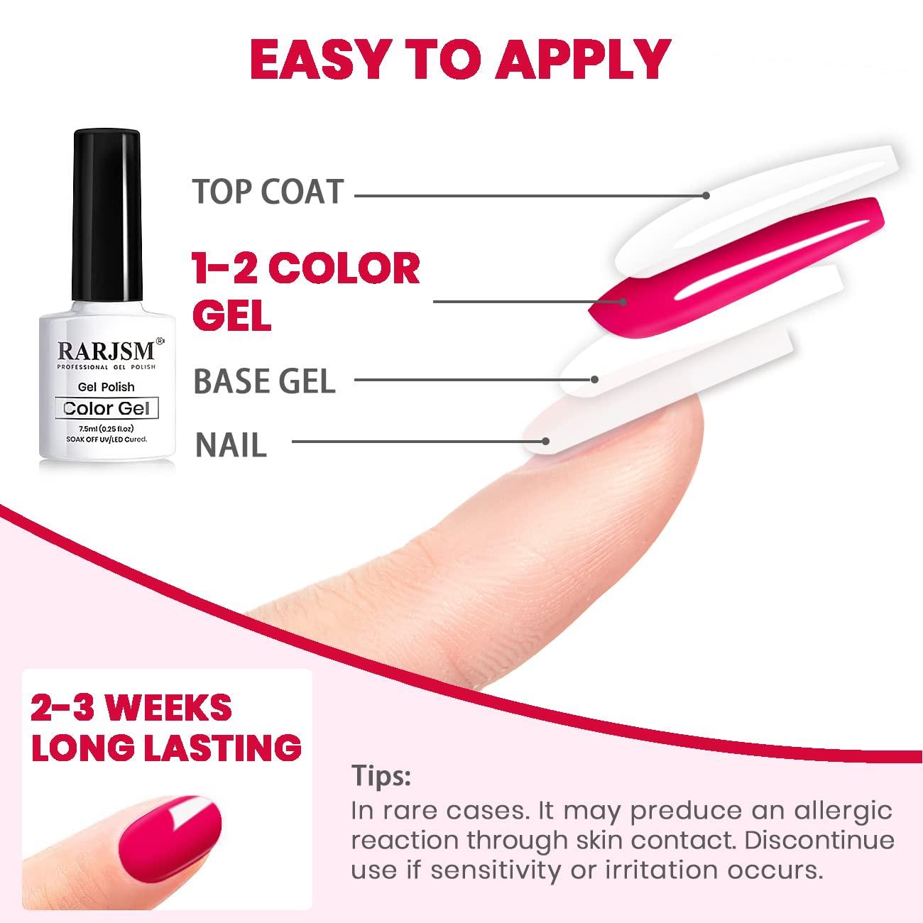 Vernis gel RARJSM cerise douce pour un style chic et moderne
