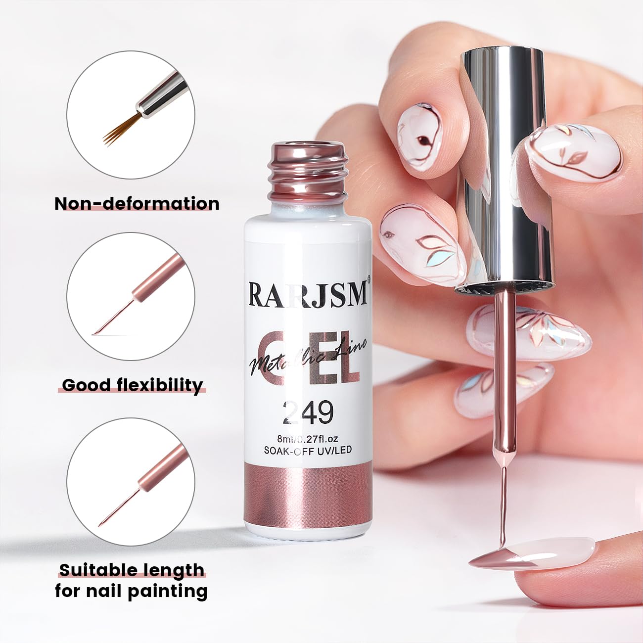 RARJSM design ongles 3D, permet des motifs variés et réfléchissants.