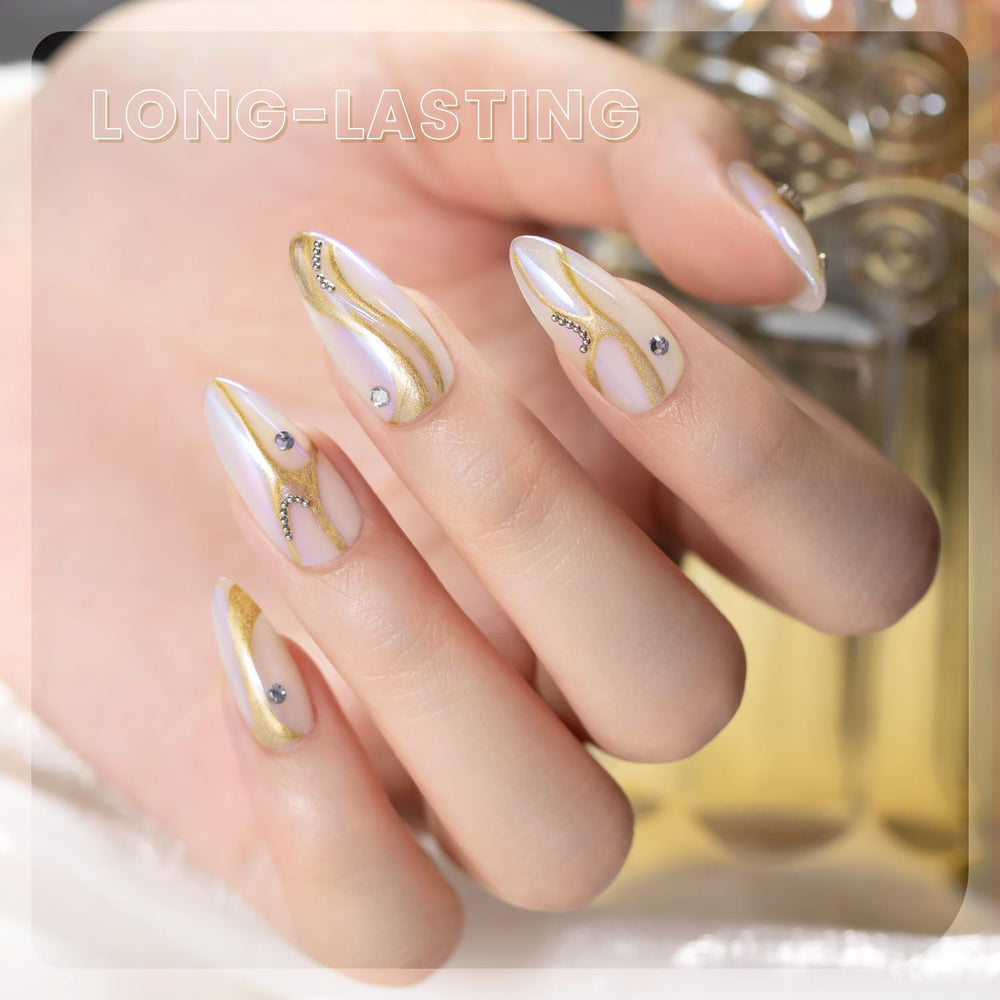 RARJSM effet miroir chrome or bronze, gel ongles pour un look chic.