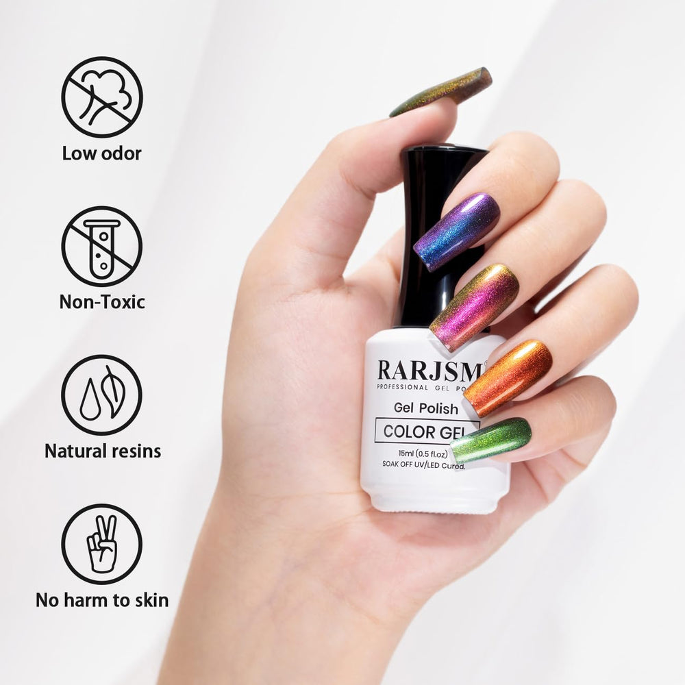 Effet paillettes holographiques RARJSM sur ongles pour une manucure festive