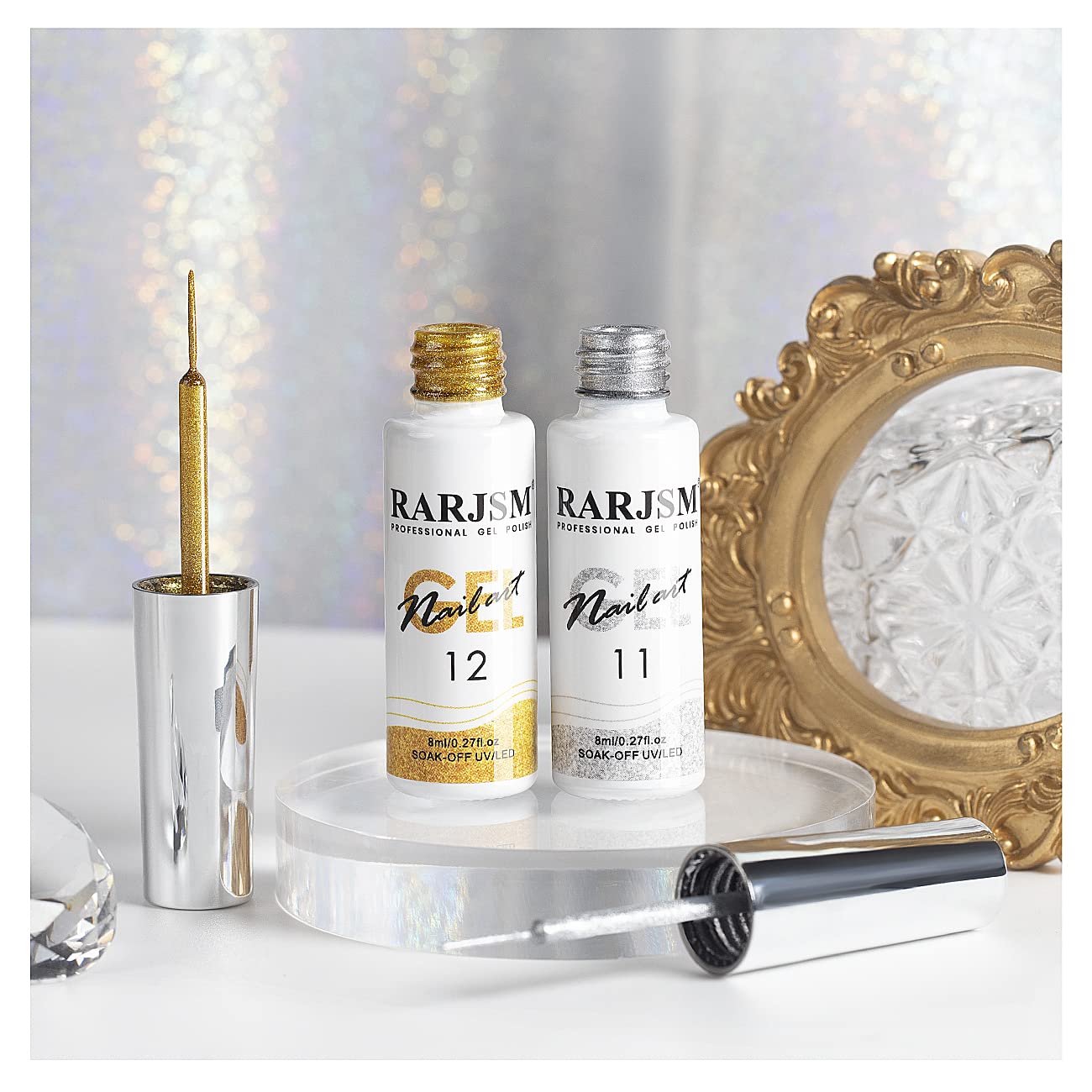 Ensemble vernis gel nail art 2 pièces avec base scintillante prête à l’emploi