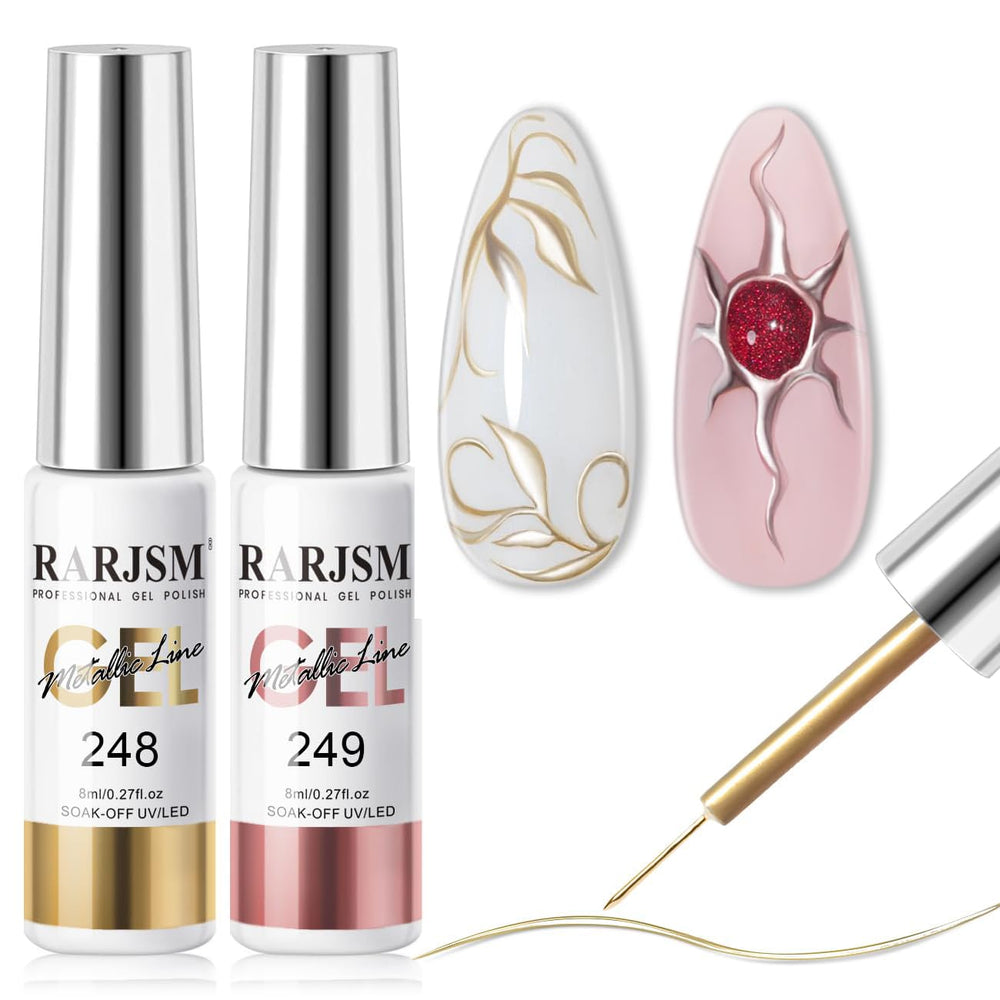 RARJSM gel liner chrome bronze, effet miroir pour des ongles brillants et audacieux.
