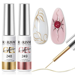 RARJSM gel liner chrome bronze, effet miroir pour des ongles brillants et audacieux.